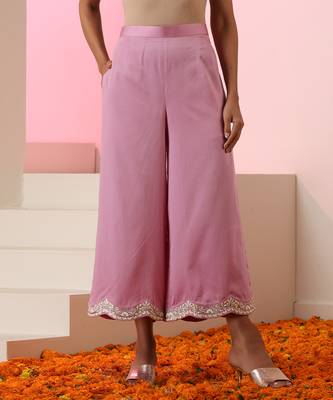 Lavender embroidered cotton kurta set 2