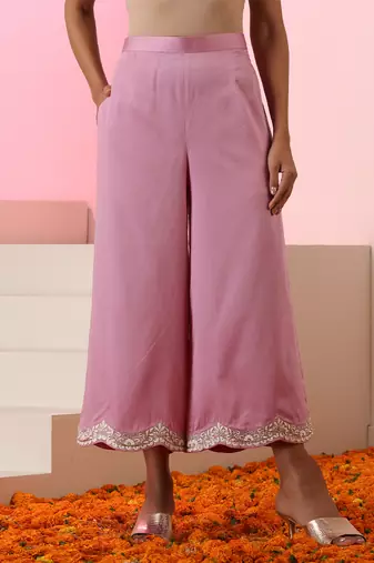 Lavender embroidered cotton kurta set