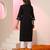 Black embroidered cotton kurta set
