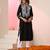 Black embroidered cotton kurta set