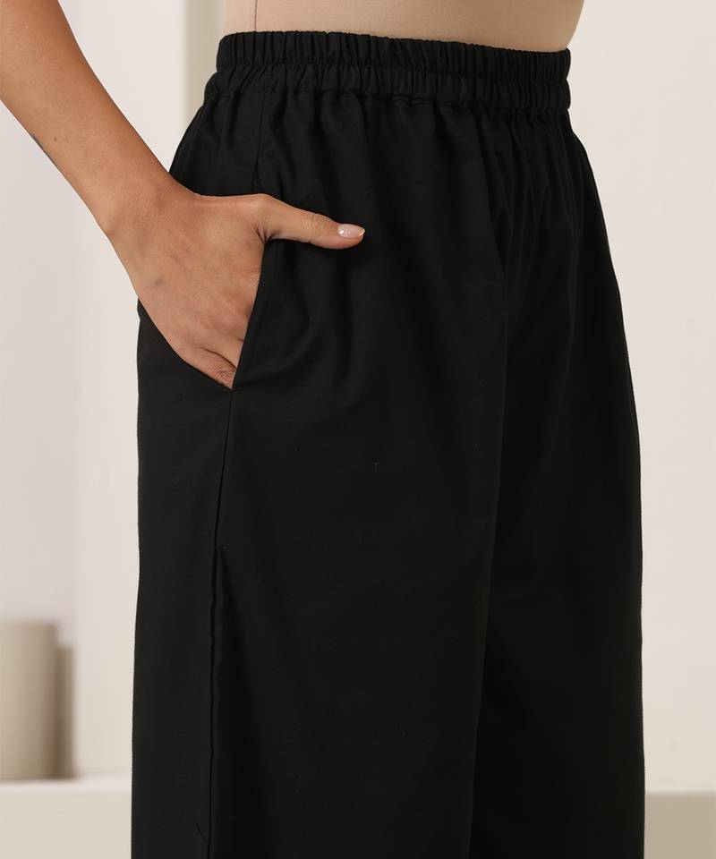 Black plain cotton co ord set