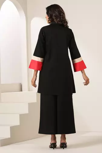 Black plain cotton co ord set
