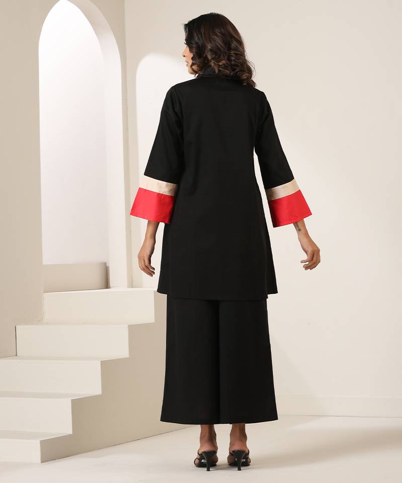 Black plain cotton co ord set