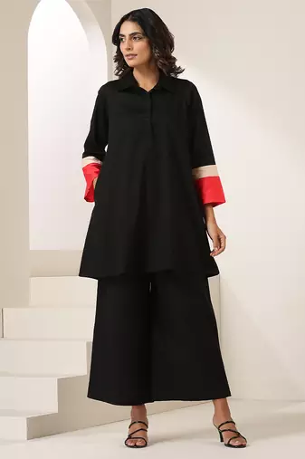 Black plain cotton co ord set