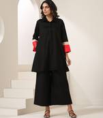 Black plain cotton co ord set