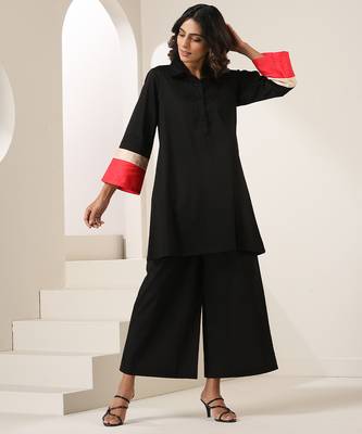 Black plain cotton co ord set 5