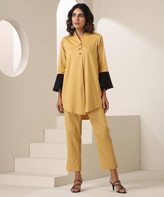 Brown plain cotton co ord set 1