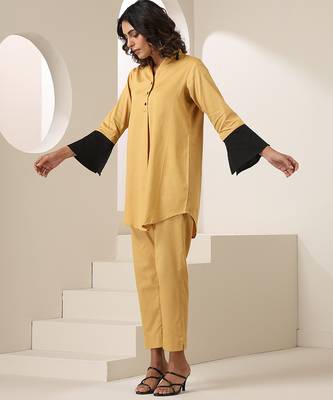 Brown plain cotton co ord set 2