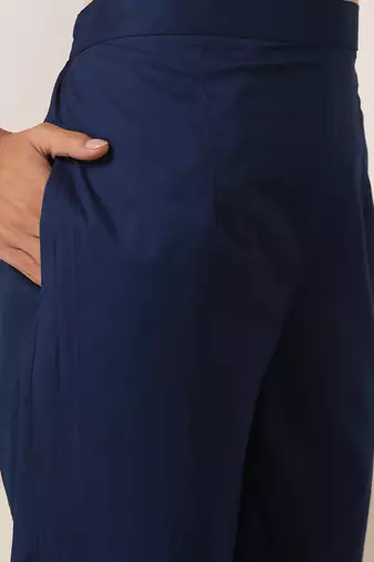 Blue printed muslin kurta set