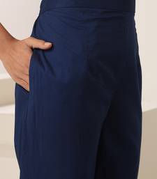 Blue printed muslin kurta set