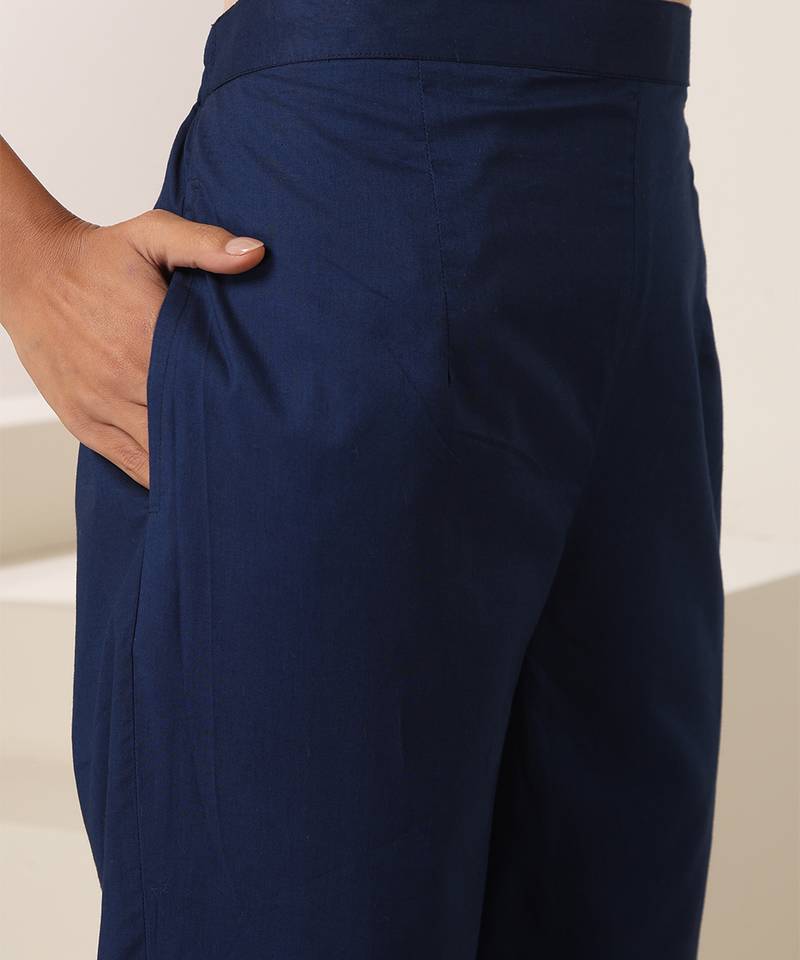 Blue printed muslin kurta set