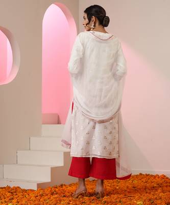 White embroidered chanderi kurta set 2