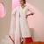 White embroidered chanderi kurta set
