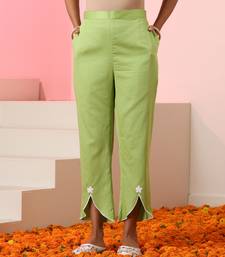 Green embroidered cotton kurta set