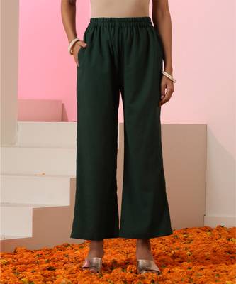 Green embroidered linen kurta set 2