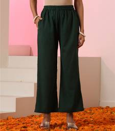 Green embroidered linen kurta set