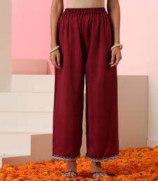 Maroon embroidered silk kurta set