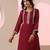 Maroon embroidered silk kurta set