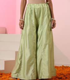 Green embroidered chanderi kurta set