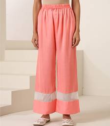 Peach plain silk kurta set