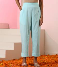 Blue plain cotton anarkali