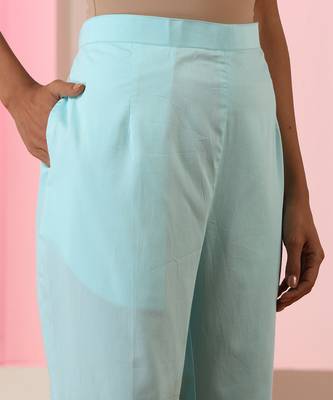 Blue plain cotton anarkali 3