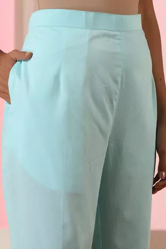 Blue plain cotton anarkali