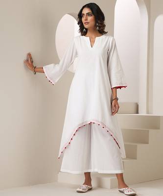 White plain muslin kurta set 4