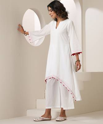 White plain muslin kurta set 5