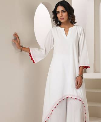 White plain muslin kurta set 1