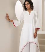 White plain muslin kurta set