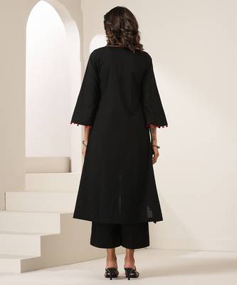 Black plain muslin kurta set 2