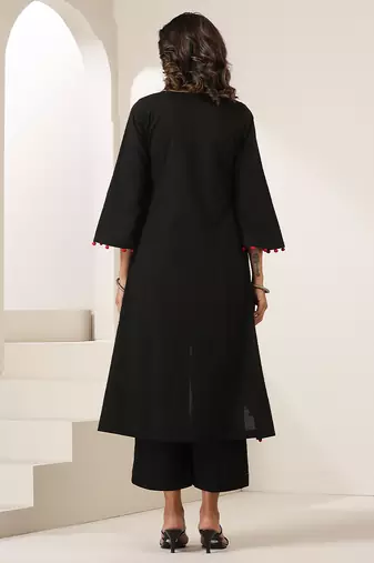 Black plain muslin kurta set