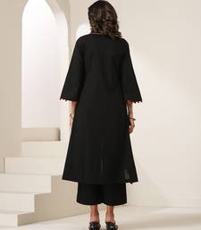 Black plain muslin kurta set