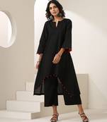 Black plain muslin kurta set