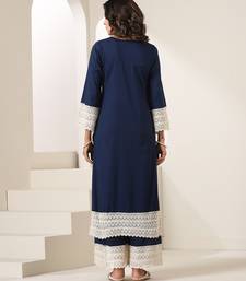 Blue plain muslin kurta set