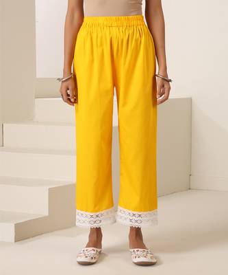 Yellow plain cotton kurta set 2