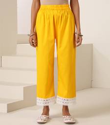 Yellow plain cotton kurta set