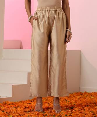 Brown plain chanderi kurta set 2