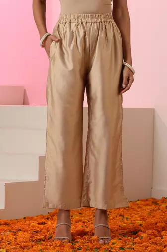 Brown plain chanderi kurta set
