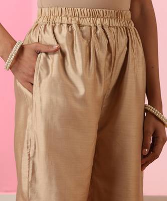 Brown plain chanderi kurta set 3
