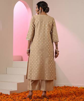 Brown plain chanderi kurta set 4