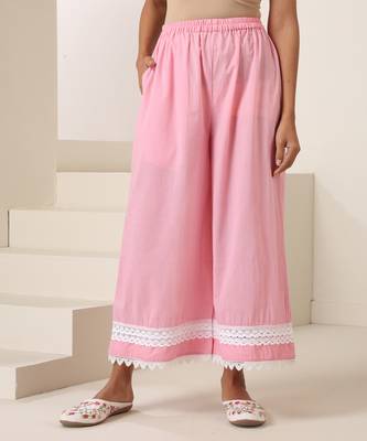Pink plain cotton kurta set 2