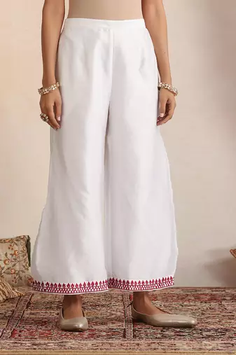 White embroidered chanderi kurta set