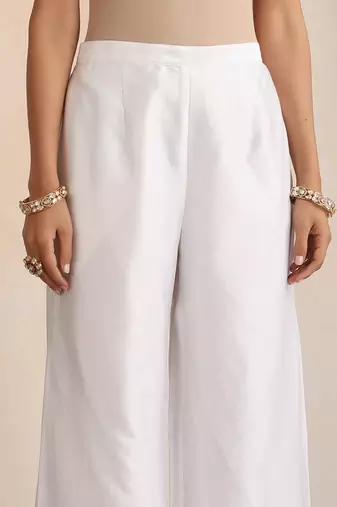 White embroidered chanderi kurta set