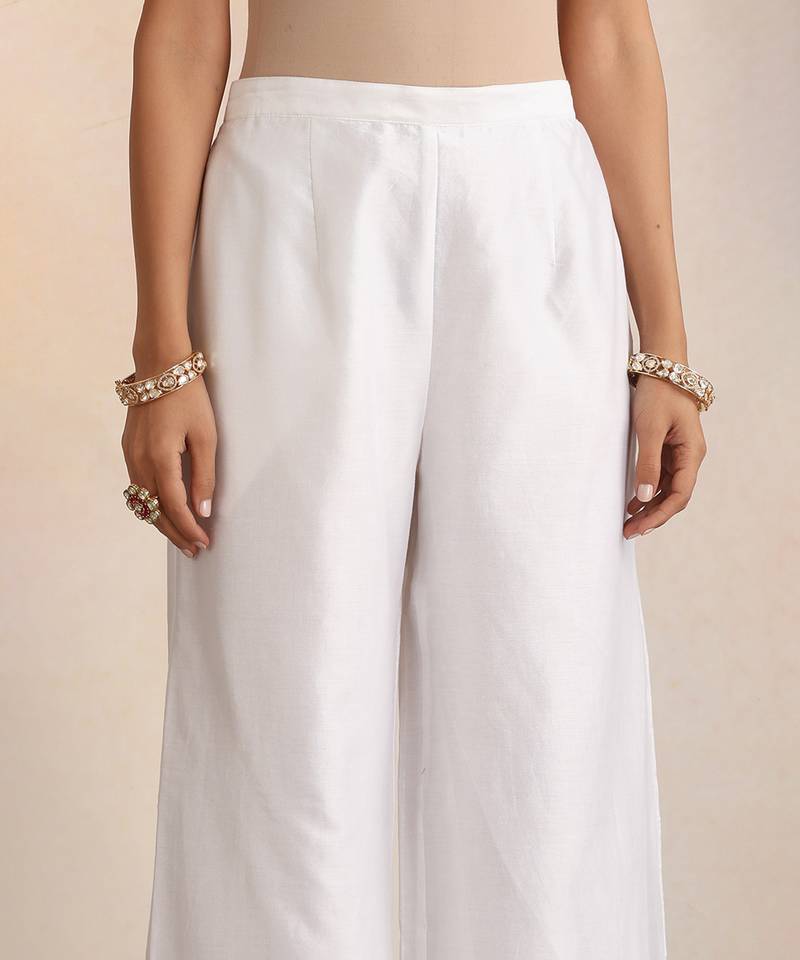 White embroidered chanderi kurta set