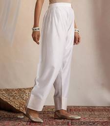 White embroidered chanderi kurta set