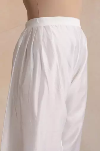 White embroidered chanderi kurta set