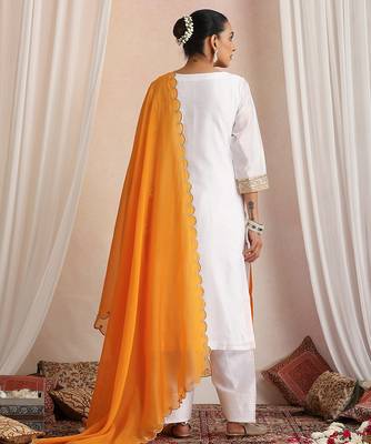 White embroidered chanderi kurta set 4