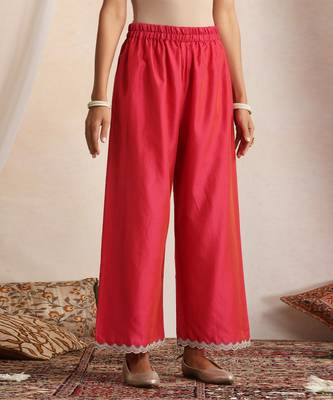 Magenta embroidered chanderi kurta set 2
